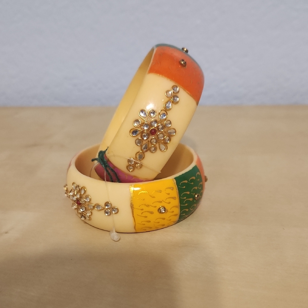 Multicolor Embellished Bangles Handcrafted from India Rajasthan
